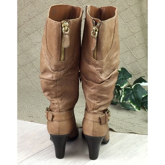 Guess Slouchy Leather Boots Heels 6 Wide Calf - Picture 5 of 8